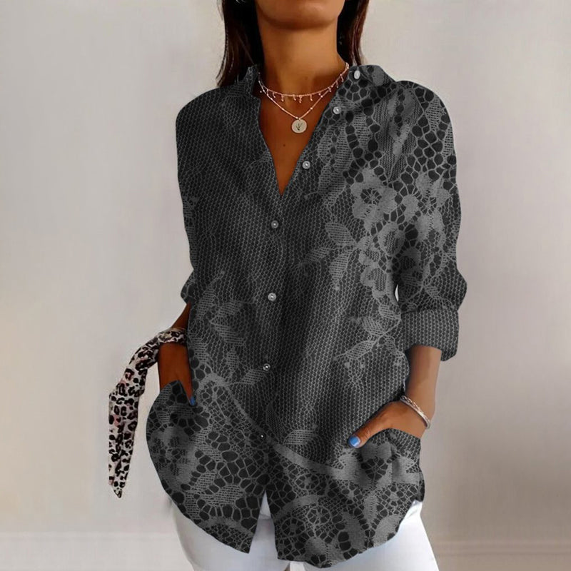 Mia | Dark Floral Print Blouse