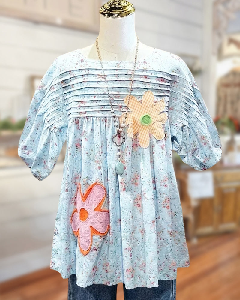Sunny | Floral Appliqué Blouse