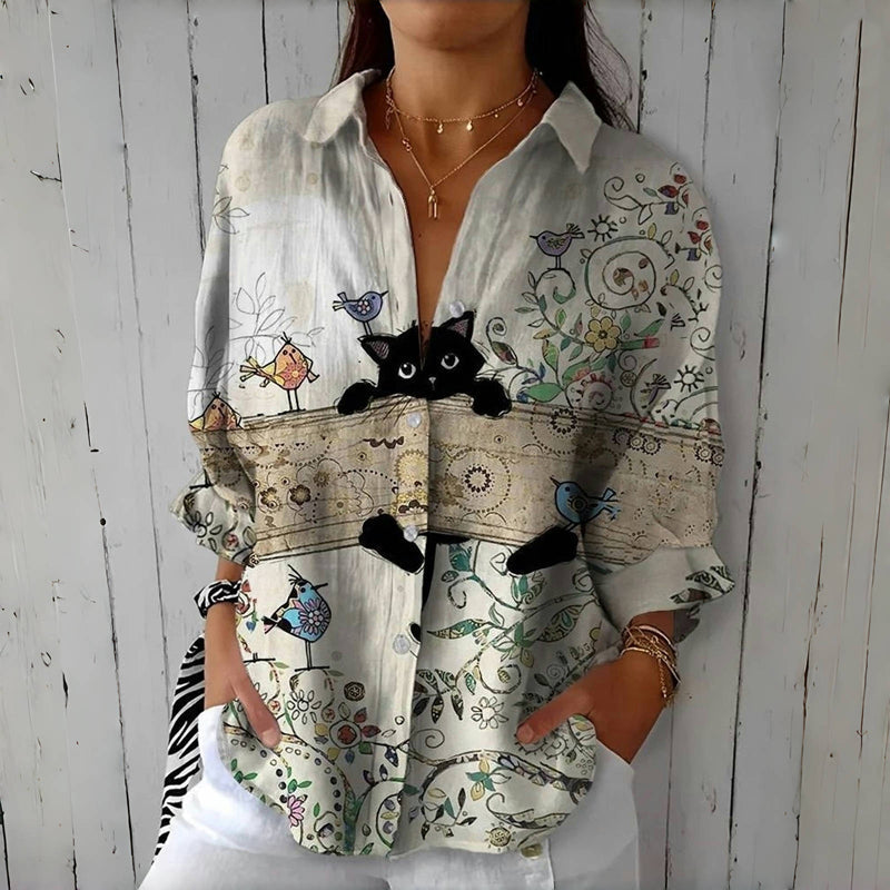 Madison | Creative Cat Print Blouse