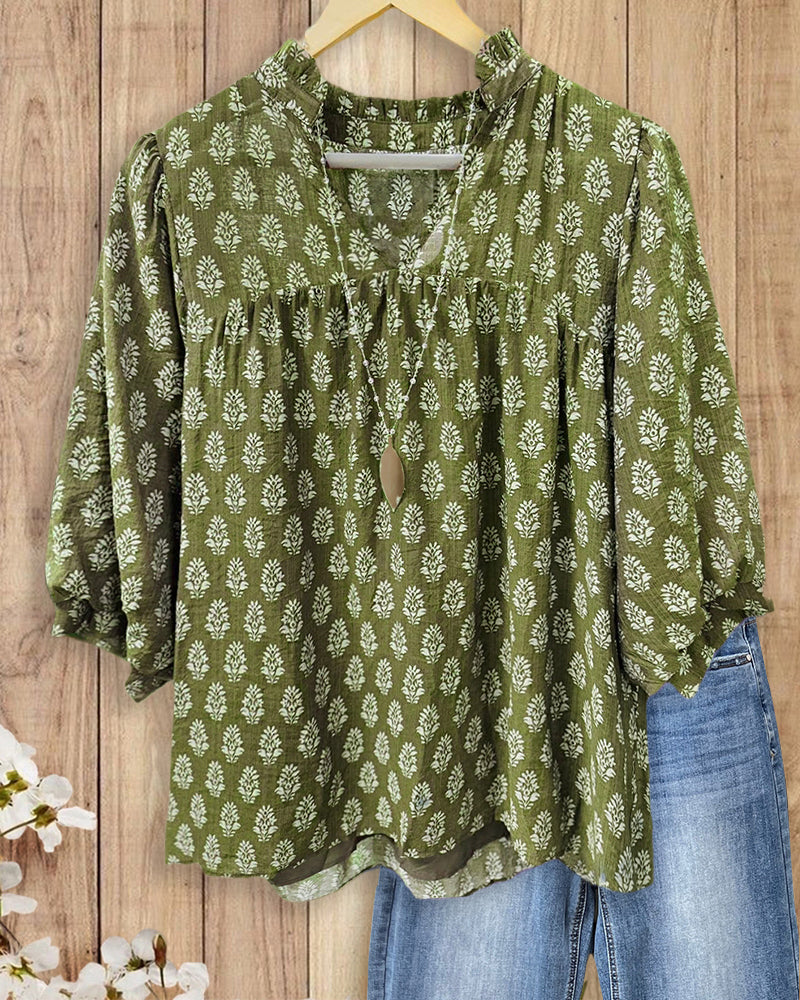 Isla | Floral Print V-Neck Blouse
