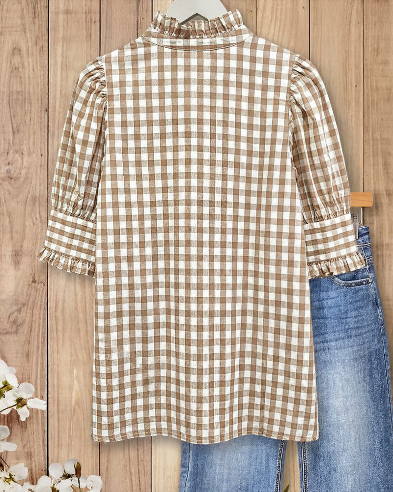 Grace | Ruffle Trim Puff Sleeve Blouse
