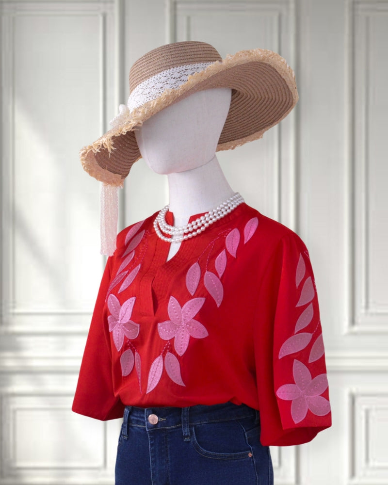 Ivy | Floral Embroidery Puff Sleeve Top