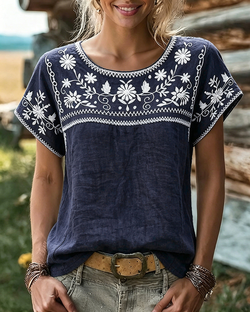 Maya | Ethnic Floral Embroidery Top