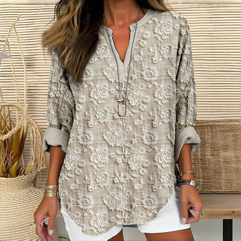 Vintage Floral Print Blouse