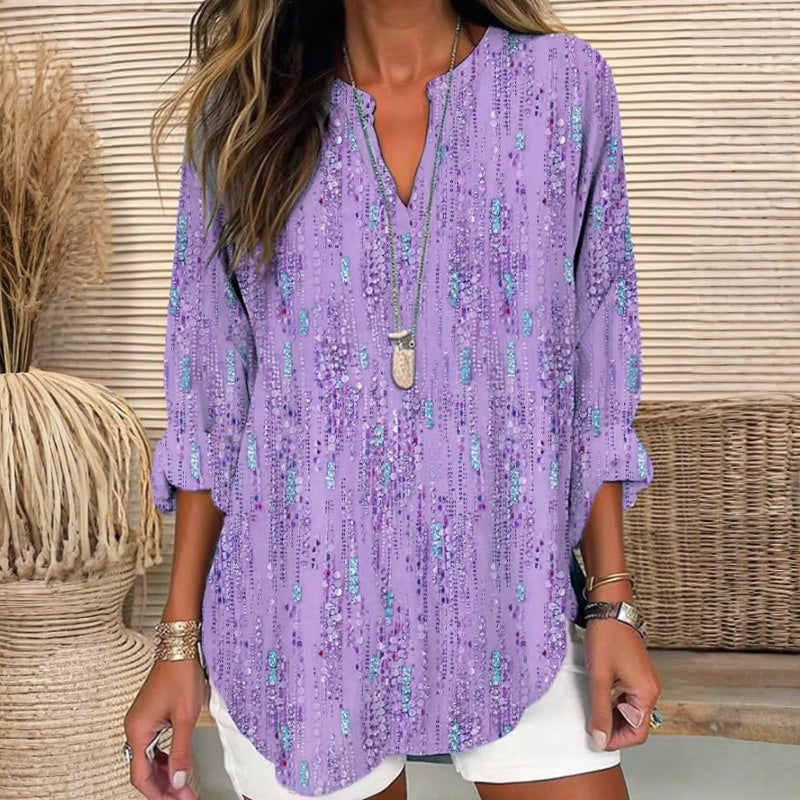 【Long Sleeve】Casual Printed Blouse
