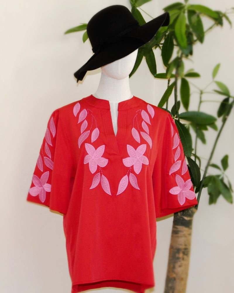 Ivy | Floral Embroidery Puff Sleeve Top