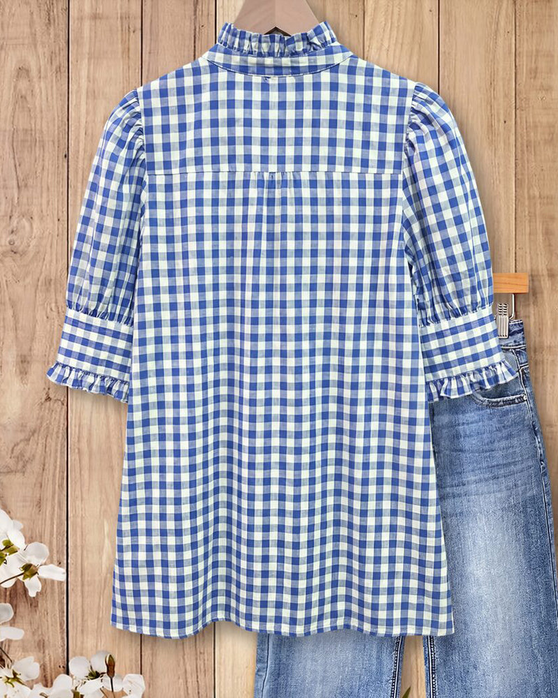 Grace | Ruffle Trim Puff Sleeve Blouse