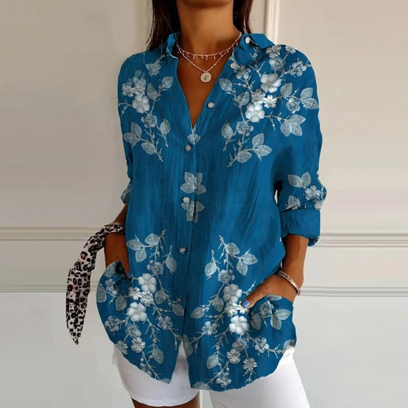 Sandra | Sky Floral Print Blouse