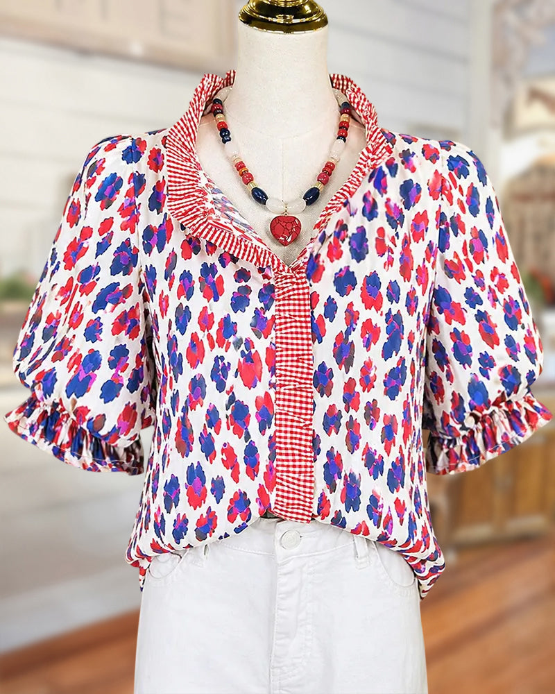 Cleo | Leopard Print Puff Sleeve Blouse