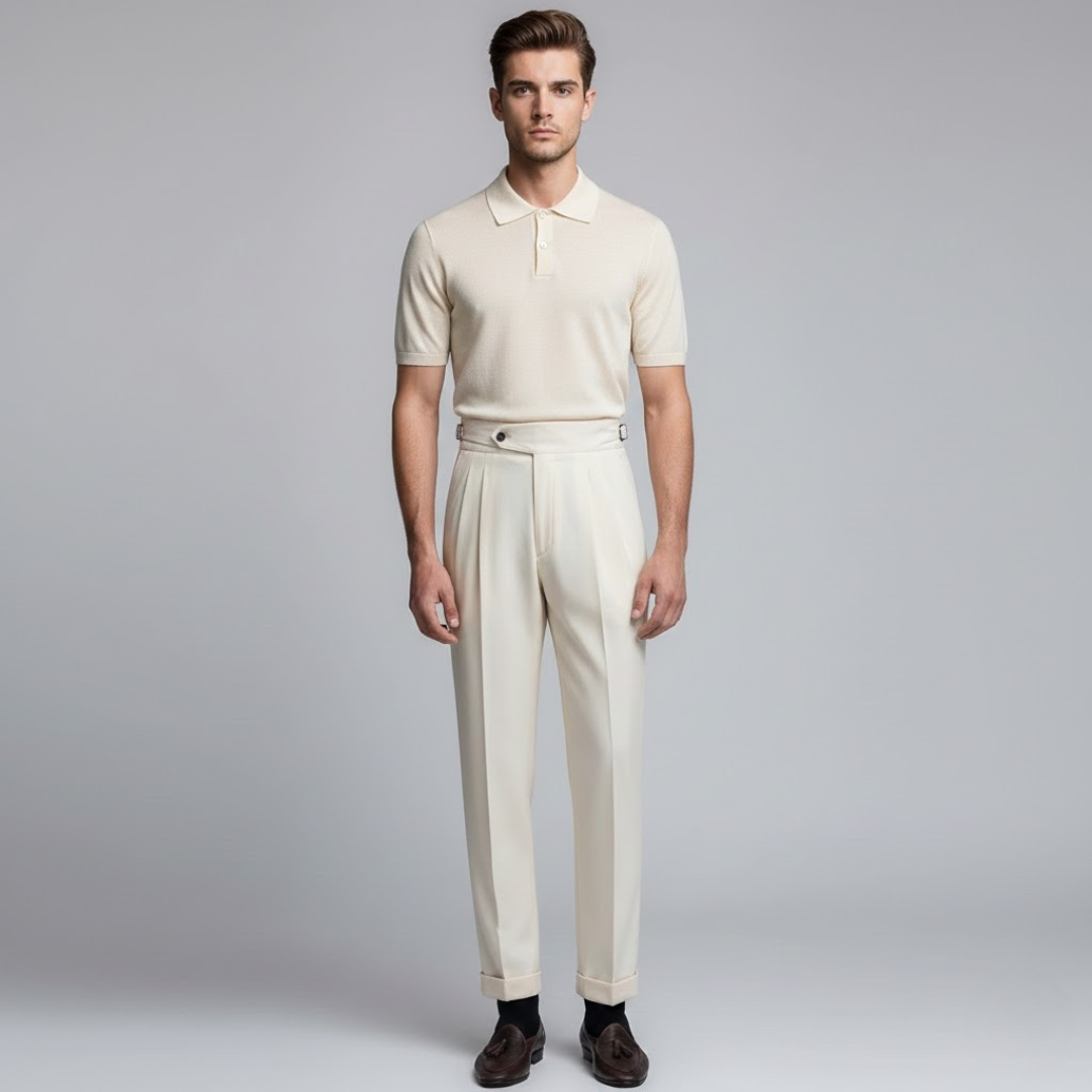 Heritage Staples Men’s Trousers with Double-Button & Side Adjusters