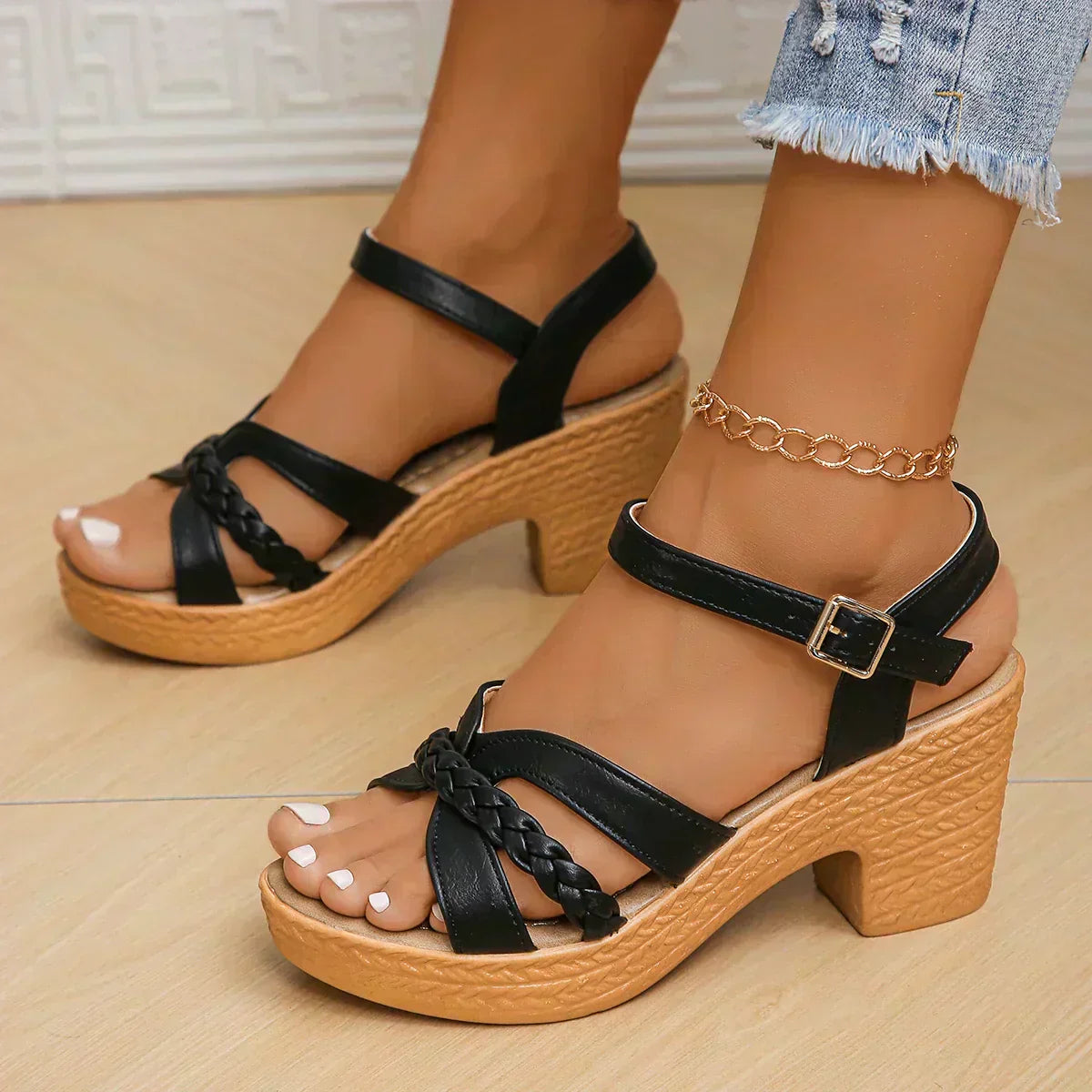 Melodie | Braided Platform Heeled Sandal