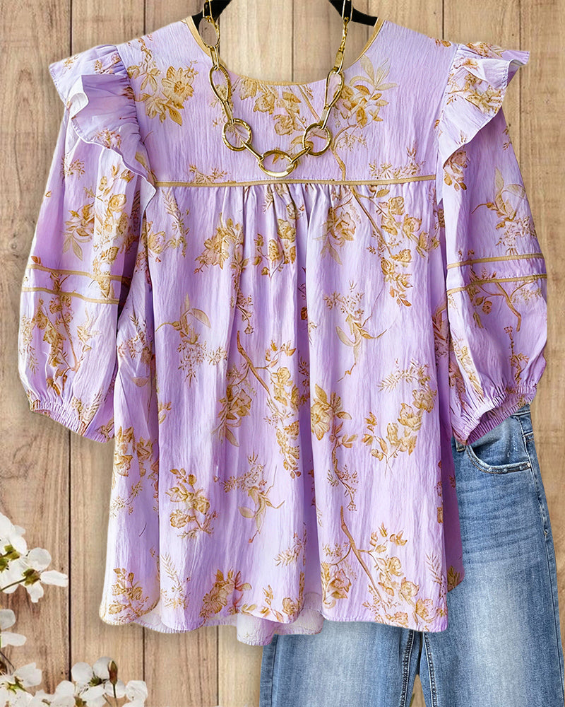 Violet | Floral Babydoll Blouse