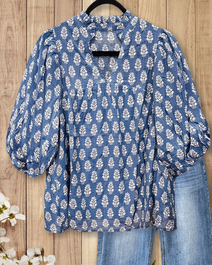 Isla | Floral Print V-Neck Blouse