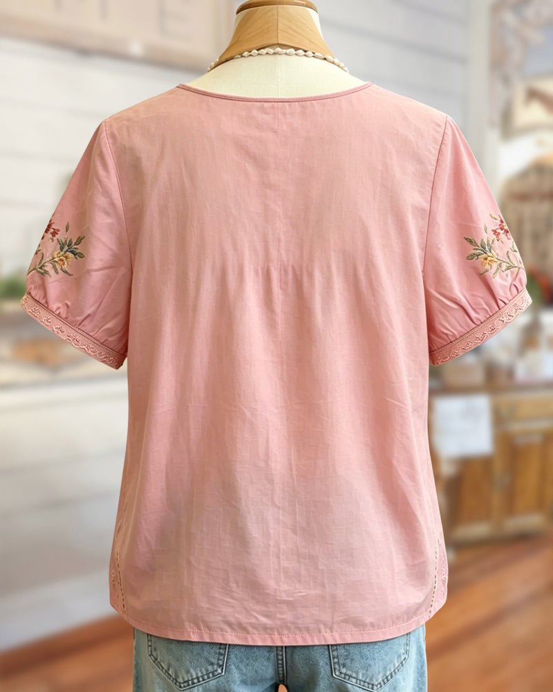 Aria | Ethnic Floral Print V-Neck Blouse