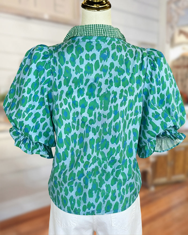 Cleo | Leopard Print Puff Sleeve Blouse