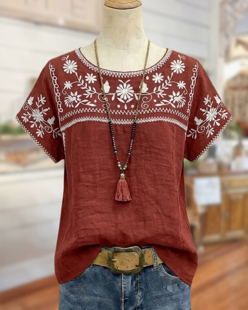 Maya | Ethnic Floral Embroidery Top
