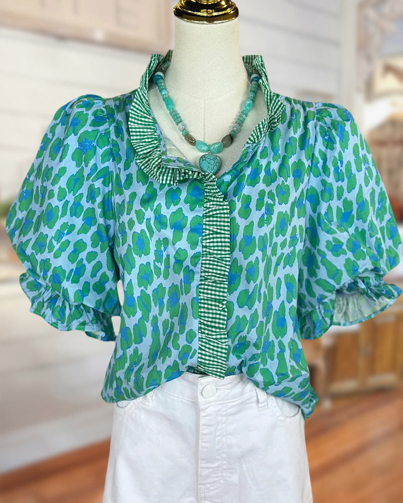 Cleo | Leopard Print Puff Sleeve Blouse