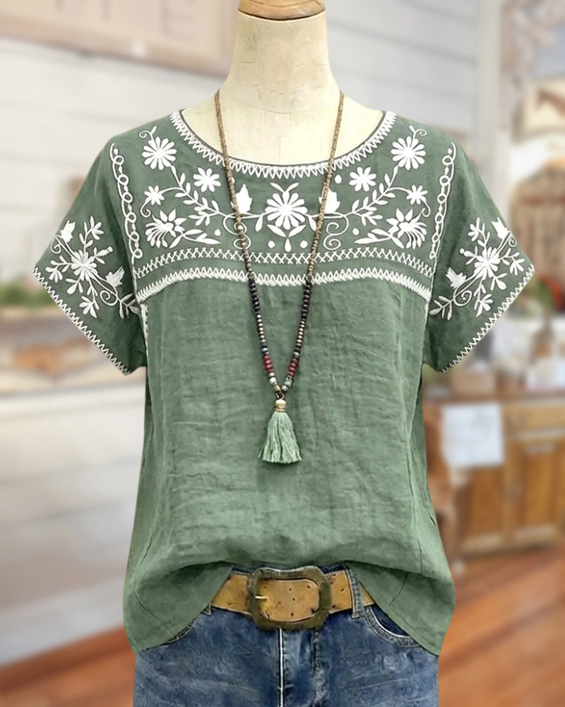 Maya | Ethnic Floral Embroidery Top