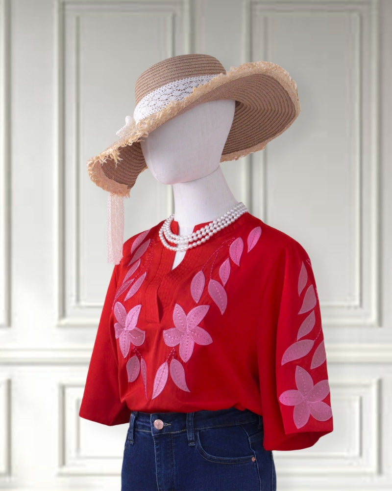 Ivy | Floral Embroidery Puff Sleeve Top