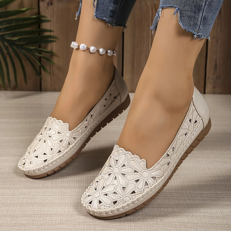 Evelyn | Breathable Floral Cutout Loafers